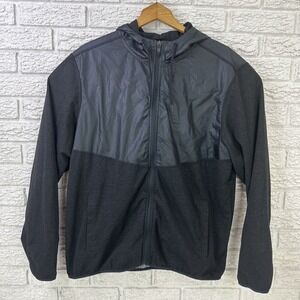 RHONE Tech Terry Hoodie Full Zip Hybrid Jacket Mens XL Black Pockets TEC-182